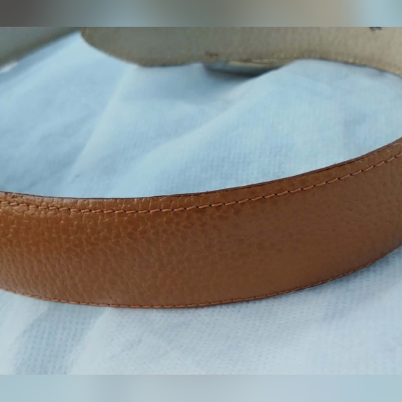 Vintage Christian Dior Women\'s Gold + Tan Pebbled Leather Belt Size S Small #607 main image 5